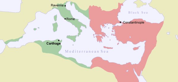 Byzantine or Eastern Roman Empire circa 540 AD