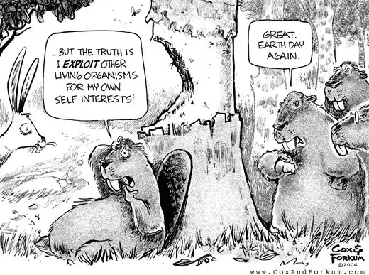 Earth Day exploiting nature cartoon.